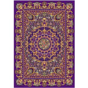 Violet Throne of Anshan Persian Silk & wool Rug (5’ 6” × 7’ 9”)